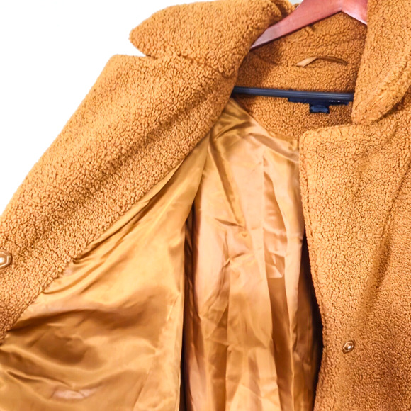 French Connection Women’s Coat Scandi Luxe Teddy Texture Faux XL Longline Brown - Picture 4 of 13